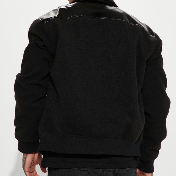 Black on black plain varsity jacket - Picture 2 of 9